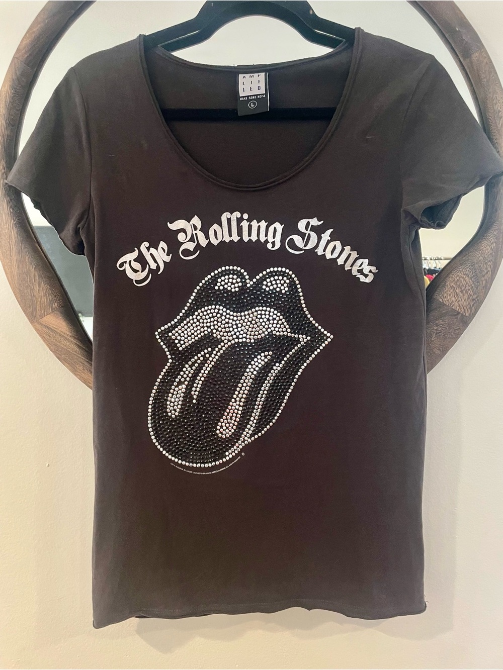 The Rolling Stones Black Rhinestone Logo Tee